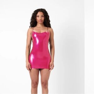 Shiny Pink Mini Dress